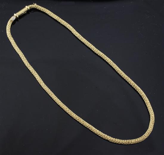 An Italian 18ct gold woven chain necklace by Caoduro, Vicenza, 15.75in.